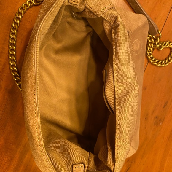 MANGO Soft Suede Camel Colour Shoulder/Cross Body Bag with Chain Strap - Picture 6 of 6